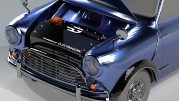 Ilustração do kit que transforma um Mini térmico num carro elétrico