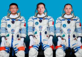 Ilustração dos astronautas da China que vão pisar a Lua