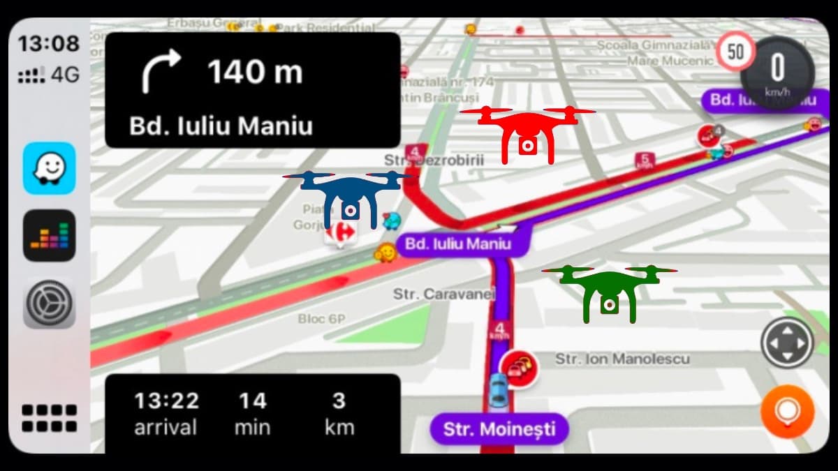 Ilustração do uso do Waze pelas autoridades para vigiar o trânsito
