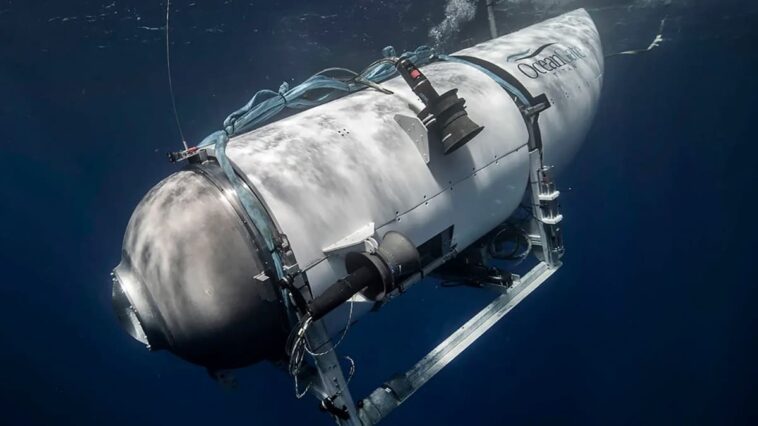 Qu'est-ce qu'une implosion et comment s'est-elle produite sur le sous-marin Titan ? 1 Imagem do submarino Tital que terá sofrido uma implosão que matou instantaneamente os 5 ocupantes