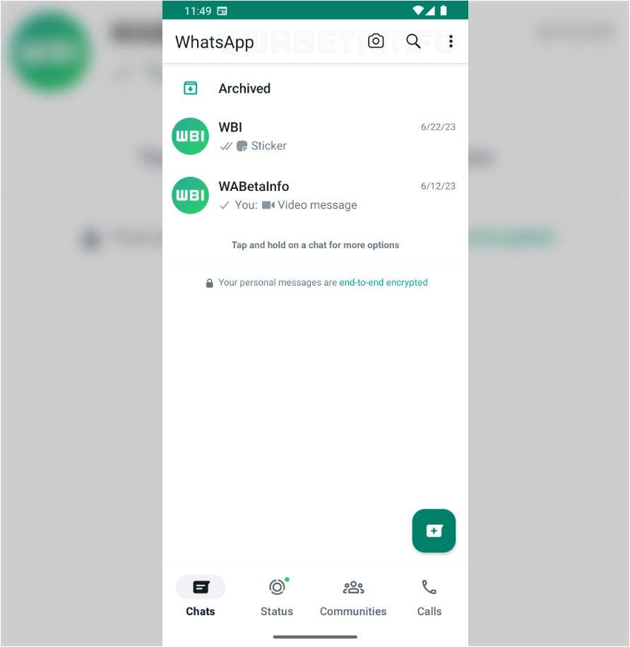 Conception de WhatsApp Material Design 3 Google Android