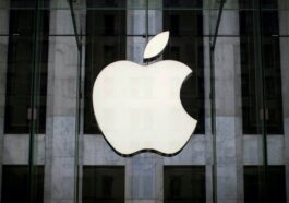 Ilustração da empresa Apple a ultrapassar os 3 biliões de dólares em bolsa