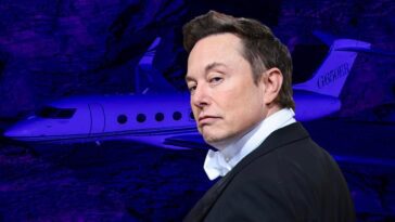 Ilustração do jato de Elon Musk seguido agora na rede Threads