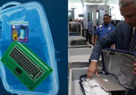 Ilustração do computador portátil a ser isolado para monitorização num aeroporto