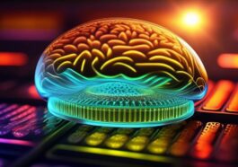 Ilustração cérebro em forma de chip