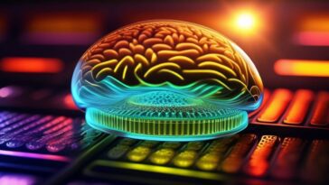 Ilustração cérebro em forma de chip