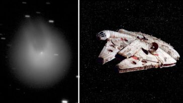 Ilustração do cometa Millennium Falcon