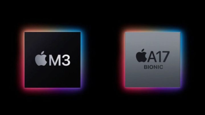 Illustration de la puce A17 pour iPhone 15 Pro et Mac avec M3