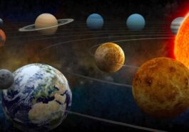Ilustração do planeta Terra no seu sistema solar