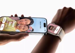 Ilustração do NameDrop no Apple Watch