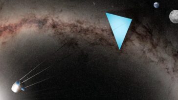 Ilustração de um guarda-sol espacial para travar o aquecimento global