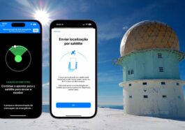 Ilustração SOS Emergência via Satélite da Apple que terá serviços SpaceX para a Globalstar
