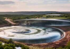 Ilustração do Giga Water Loop que Elon Musk irá construir no Campus da Gigafábrica de Austin, Texas