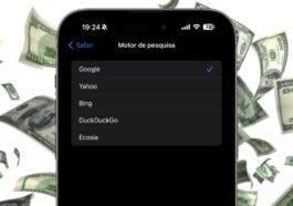 Imagem do menu de substituição do motor de pesquisa no iOS