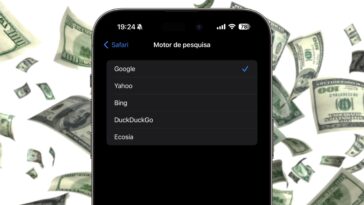 Imagem do menu de substituição do motor de pesquisa no iOS