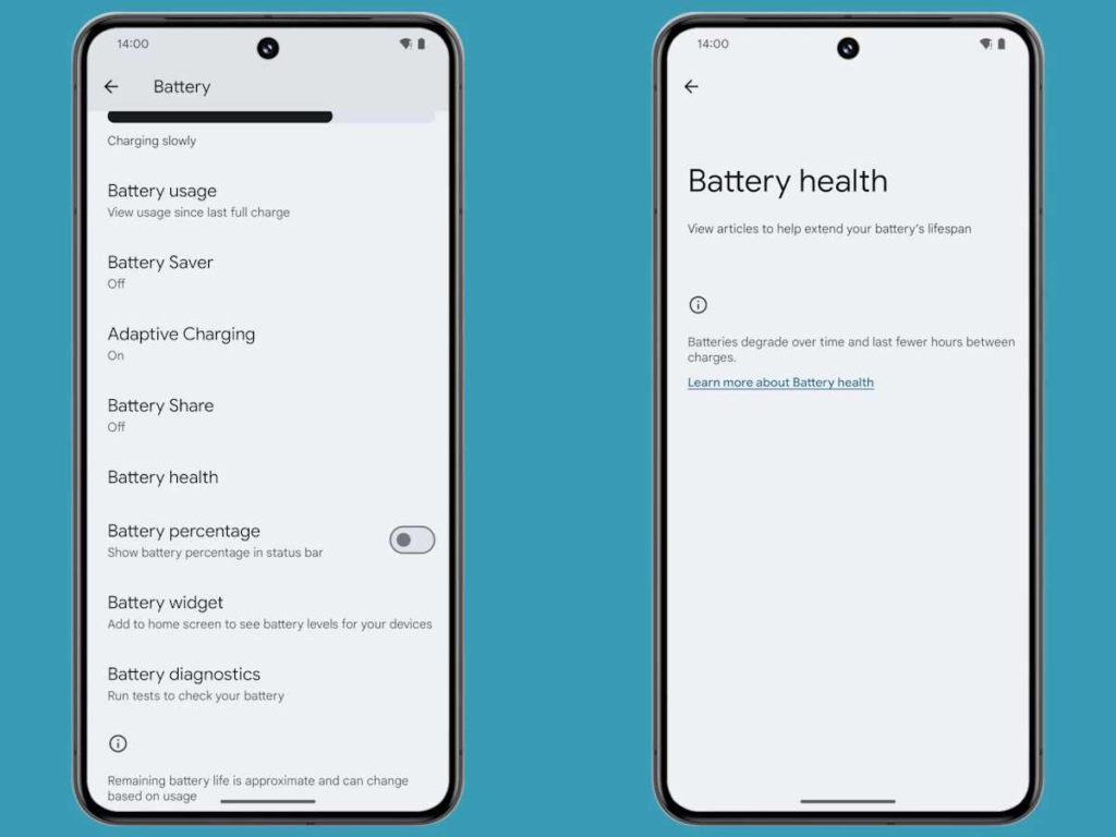 Batterie Android Informations sur le smartphone Google