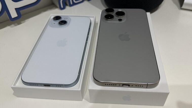 Imagem iPhone 15 e iPhone 15 Pro Max com USB C