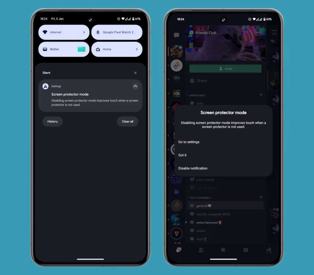 Écran Google Pixel 8 Android 14