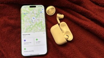 Imagem AirTags com AirPods na app Encontrar do iPhone da Apple