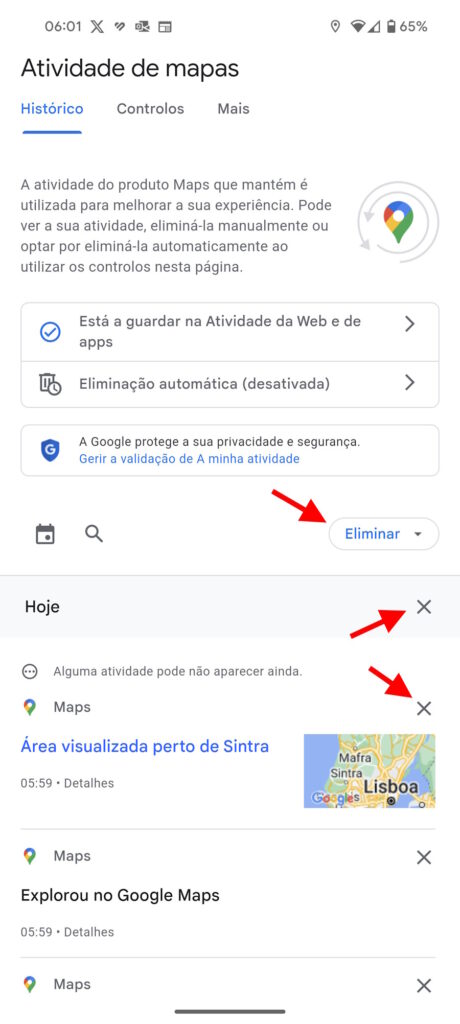 Gérer l'historique des données Google Maps