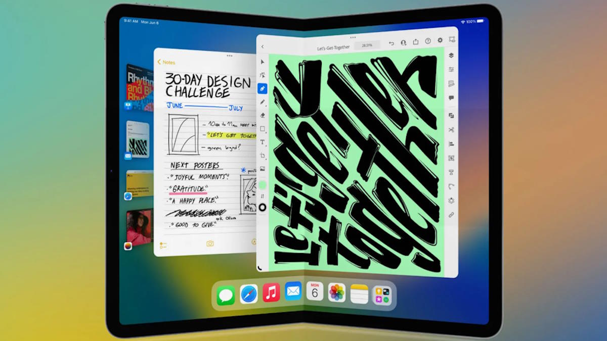 Apple dobrável iPad dispositivo ecrã