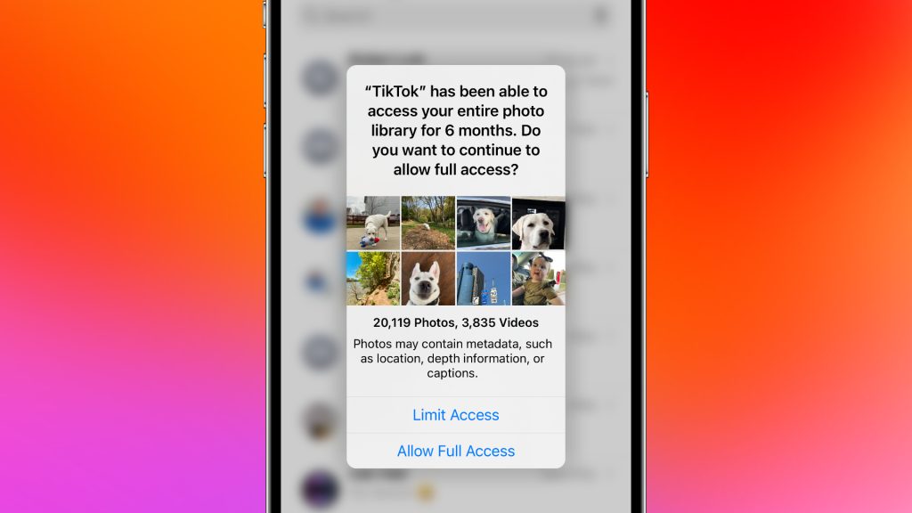 Autorisation de sécurité et de confidentialité des photos iPhone Apple iOS 17