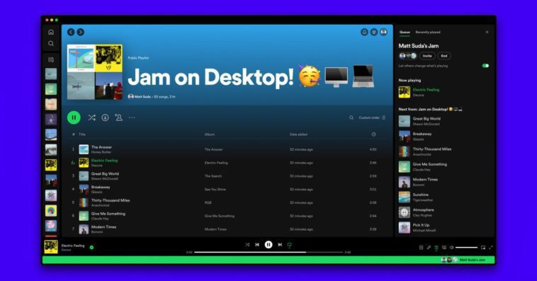 Spotify apporte la fonctionnalité d'écoute en temps réel « Jam » à son application de bureau 1 Spotify apporte la fonctionnalité d'écoute en temps réel « Jam » à son application de bureau