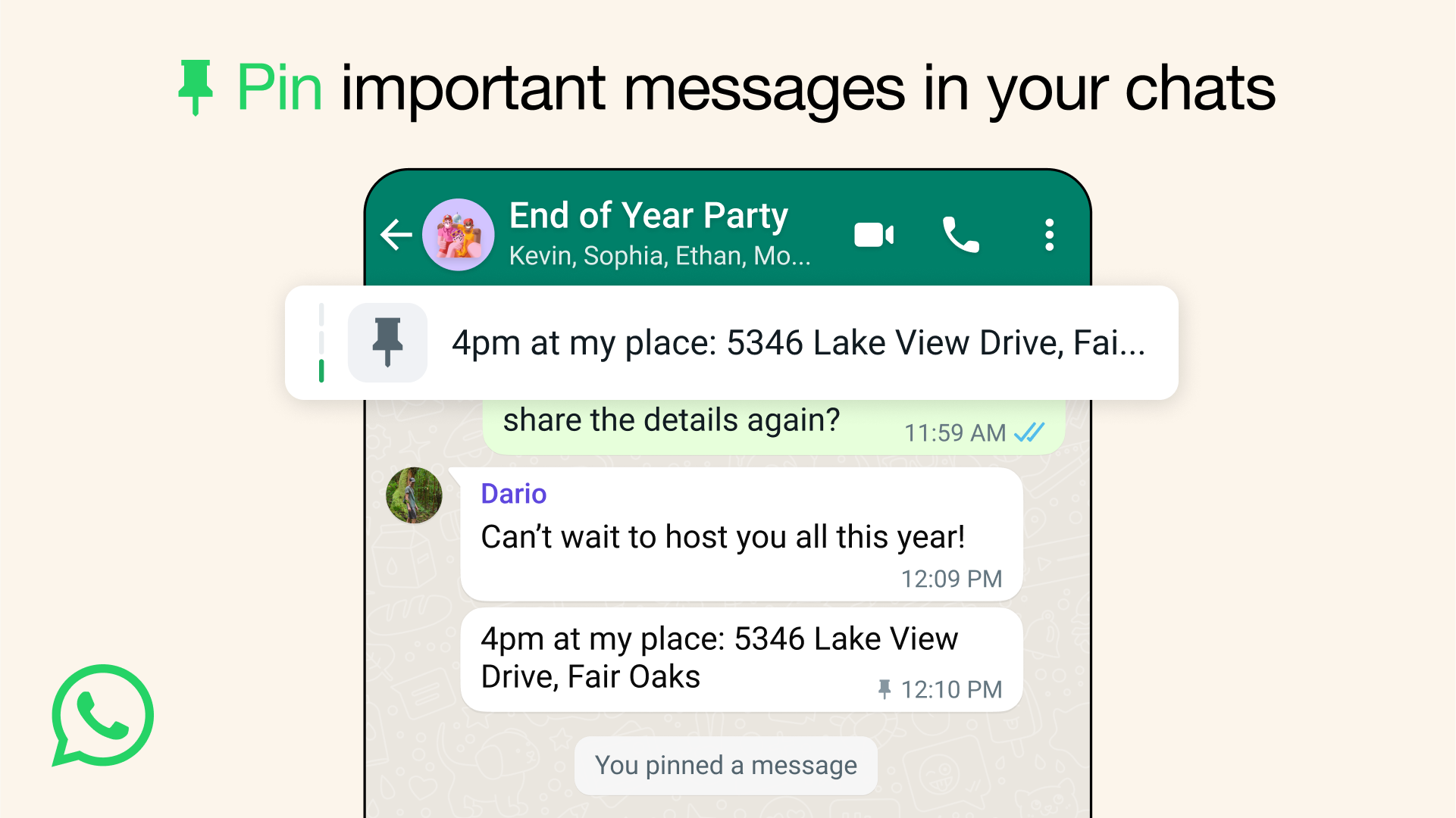 WhatsApp permet désormais aux utilisateurs d'épingler plusieurs messages dans une discussion 2 Messages épinglés WhatsApp
