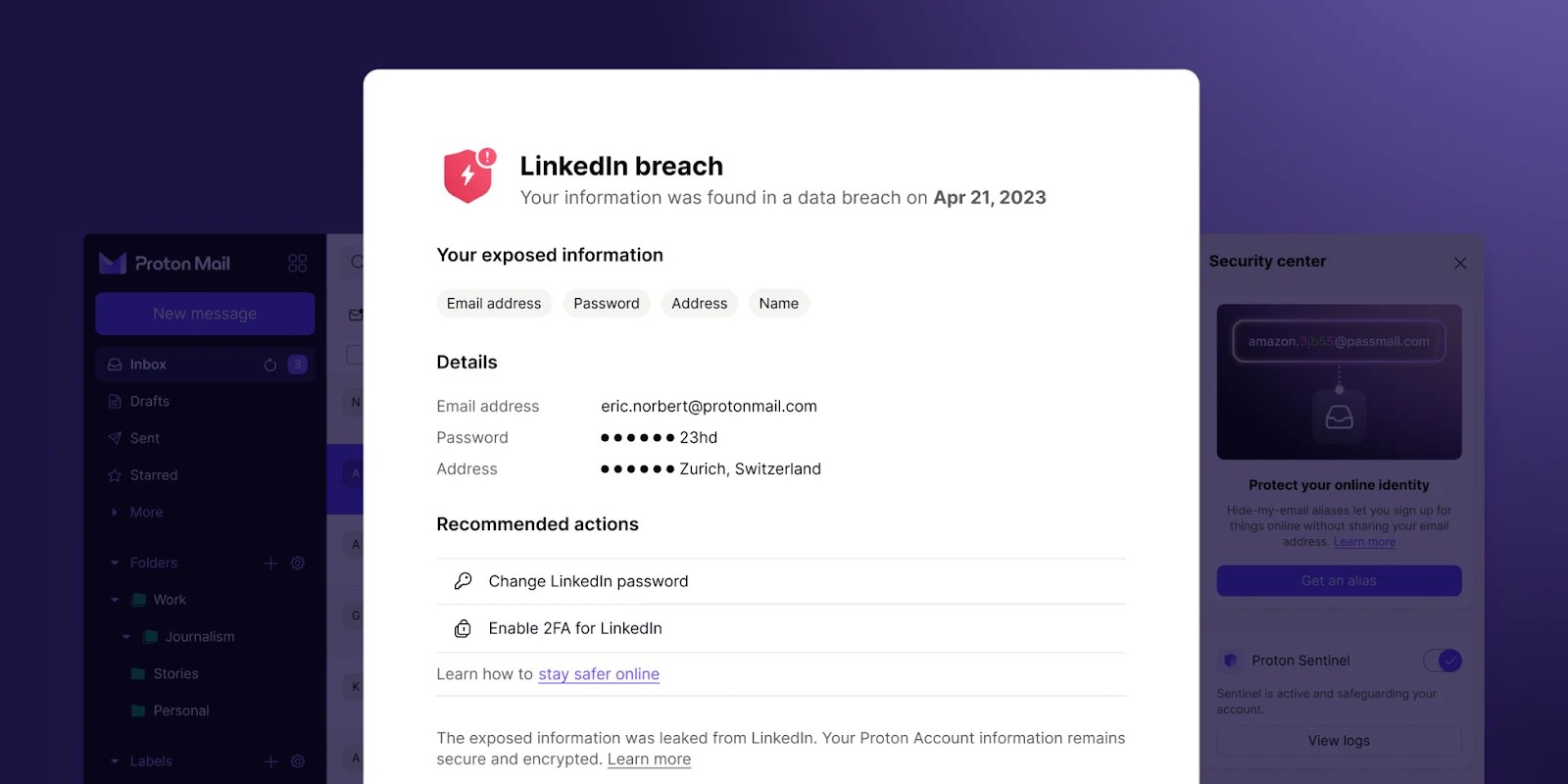 Proton ajoute une surveillance détaillée du Dark Web pour les forfaits payants 3 1713812406 968 Proton ajoute une surveillance detaillee du Dark Web pour les.webp