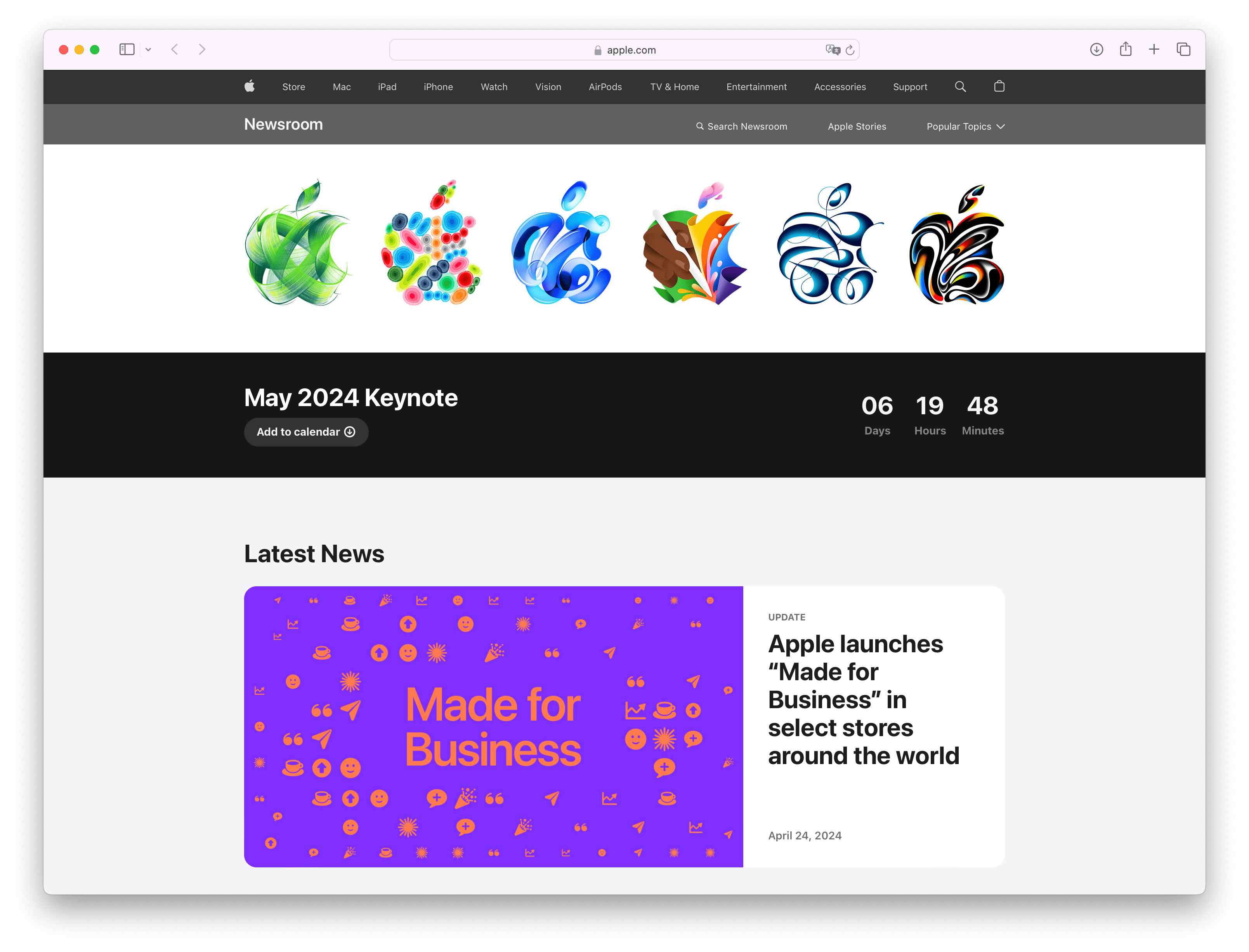 Apple fait la promotion du discours d'ouverture du 7 mai comme un « type différent d'événement Apple »