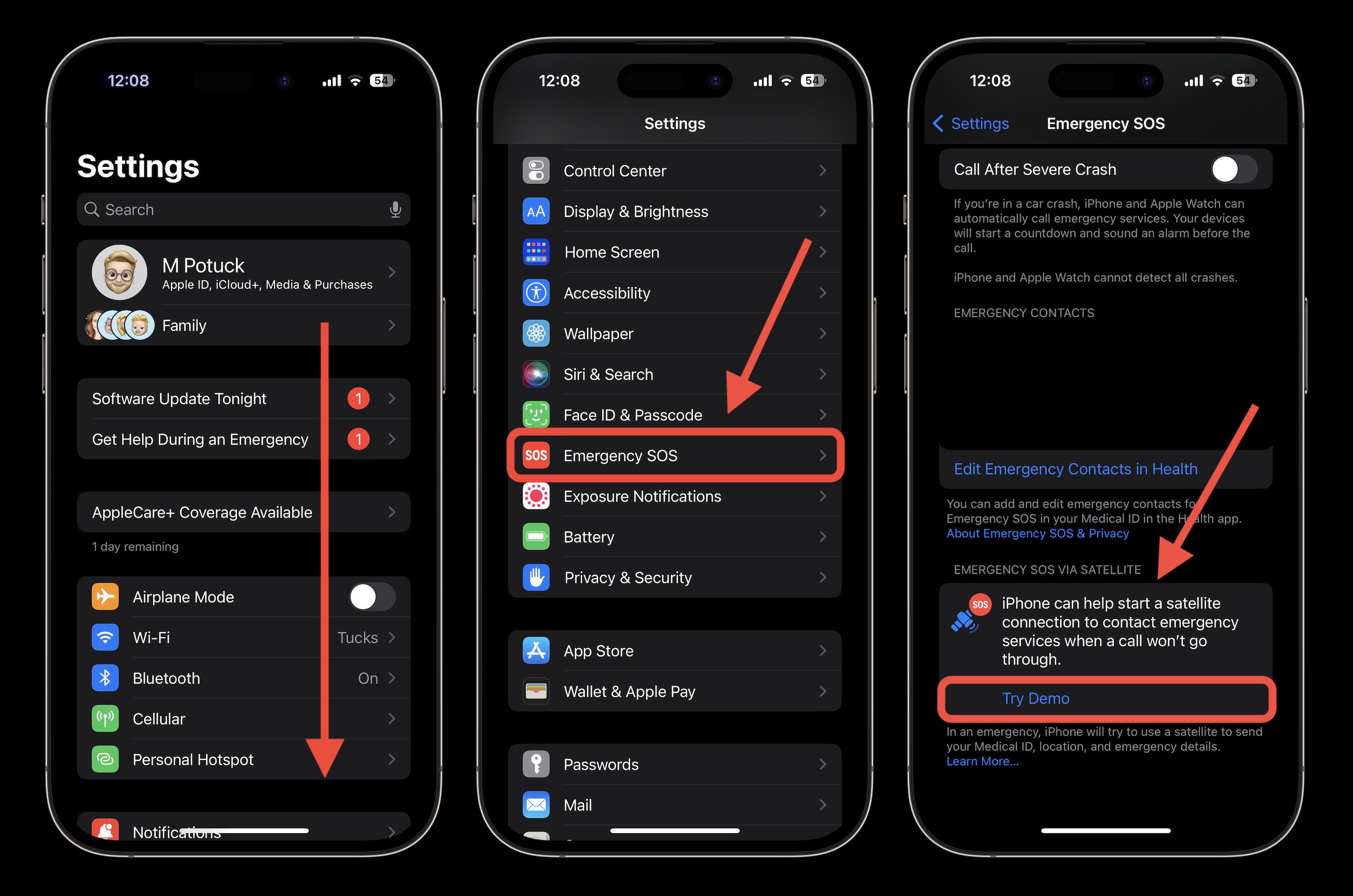 Comment essayer le SOS d'urgence via satellite iPhone
