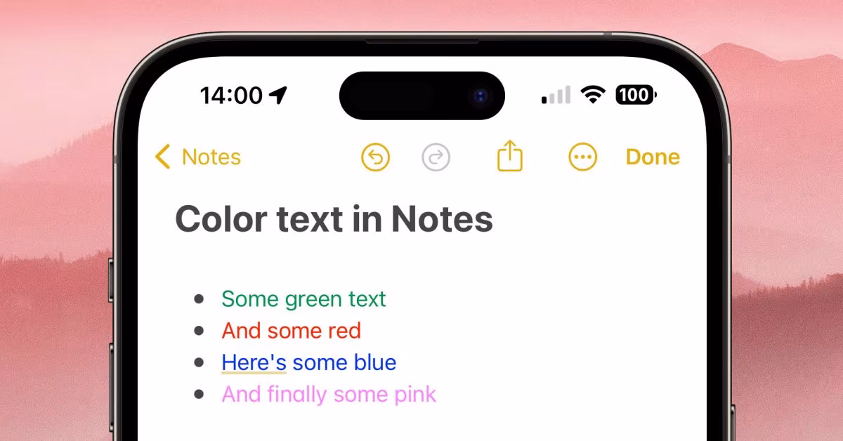 Comment obtenir du texte en couleur dans l'application Apple Notes