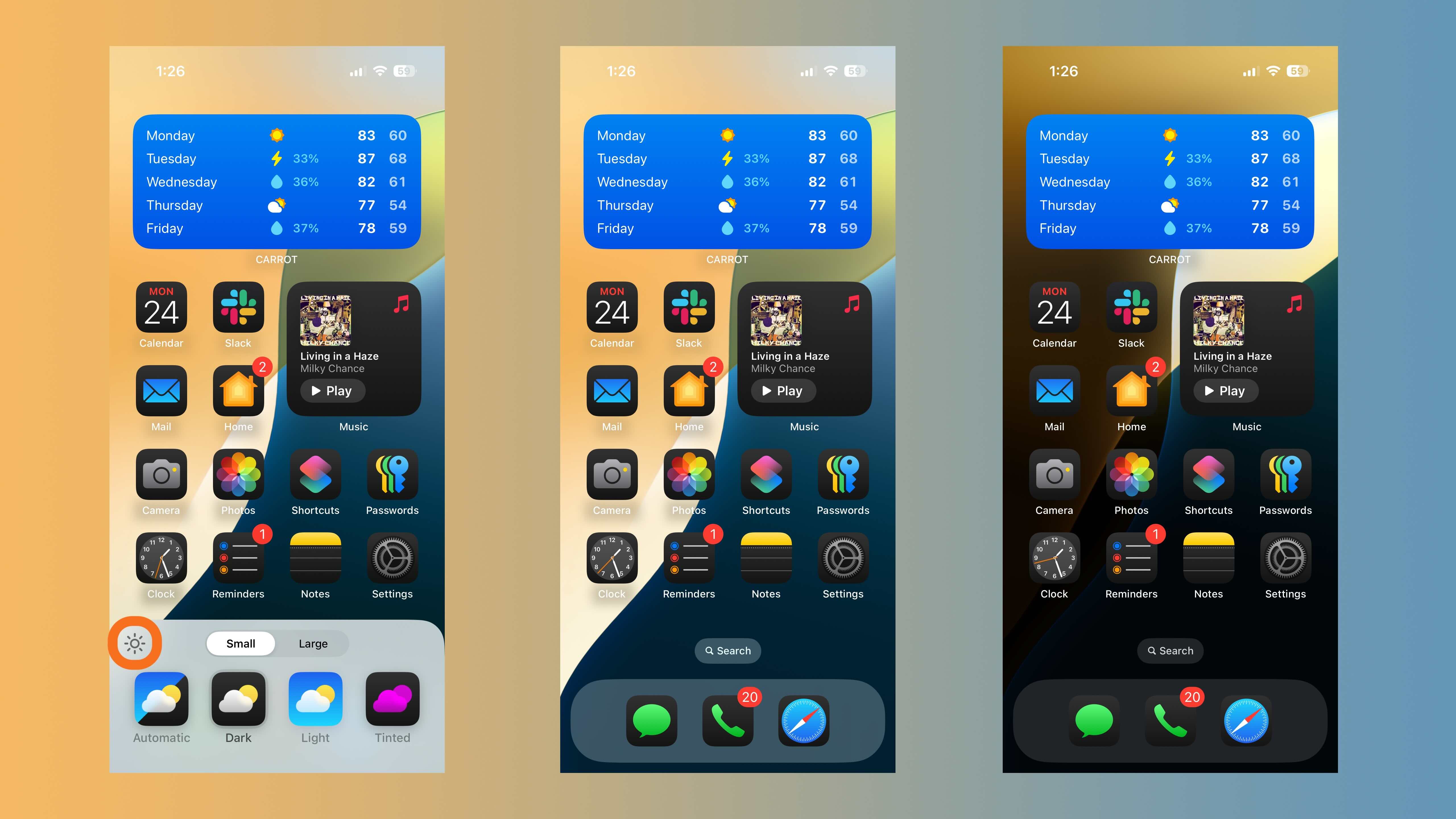 utiliser les icônes de l'application Mode sombre iPhone iOS 18 2