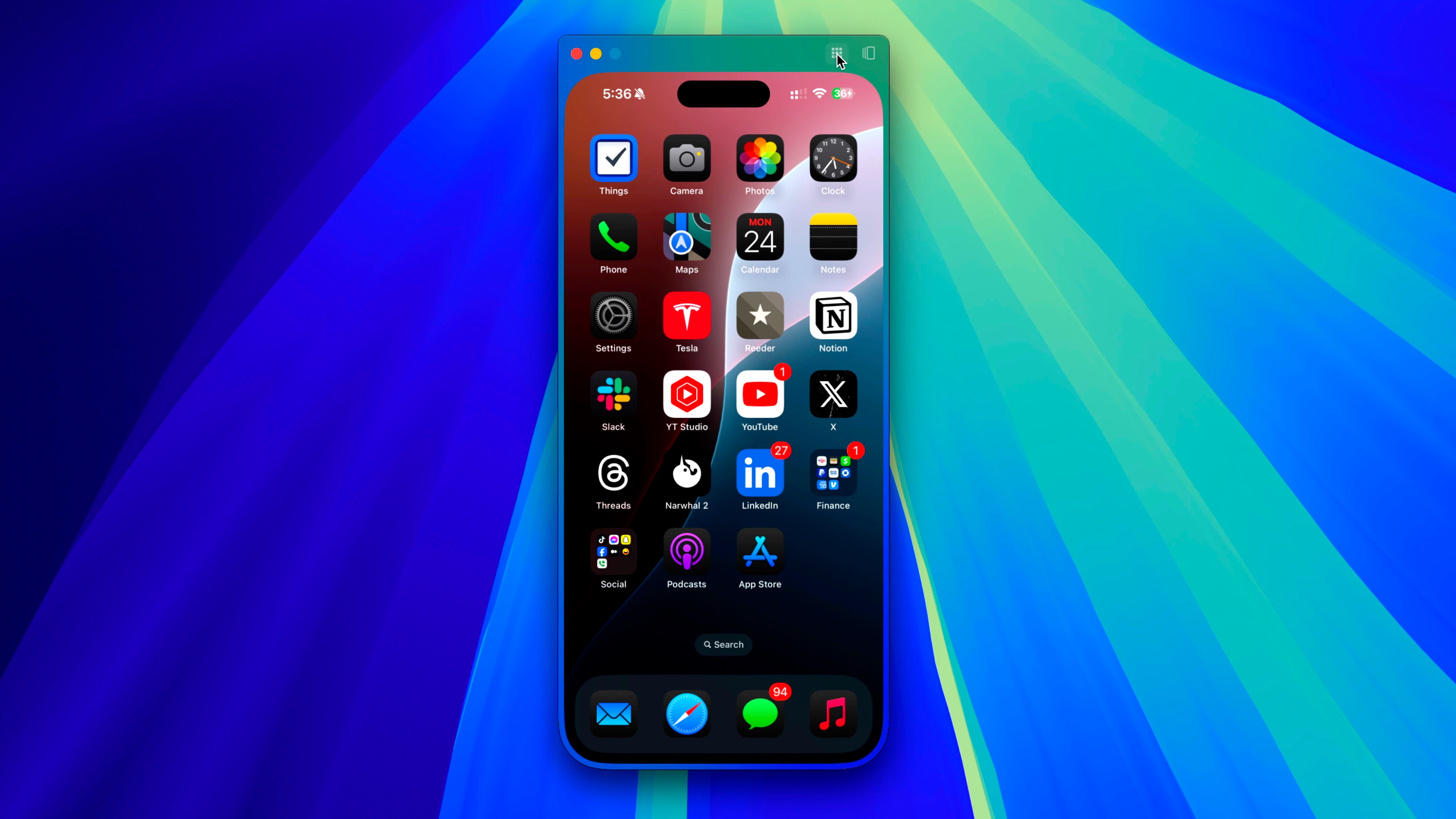 Raccourcis de l'écran d'accueil et du sélecteur d'applications de Windows Chrome pour la mise en miroir de l'iPhone