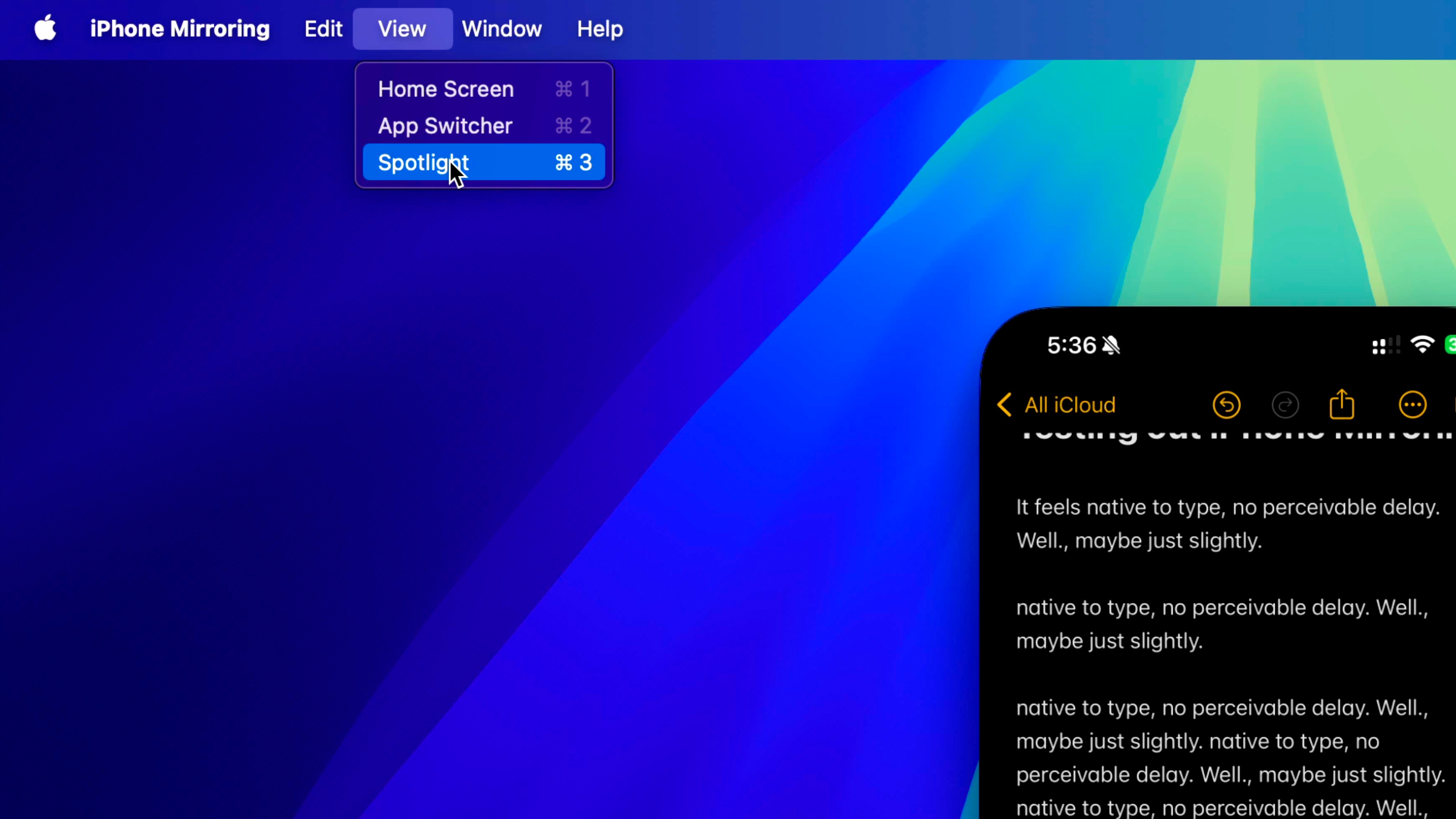 Raccourcis clavier Mise en miroir de l'iPhone