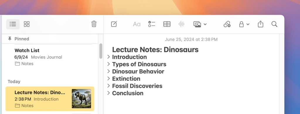 1719416414 929 macOS 15 Sequoia Comment ameliorer Notes avec des sections