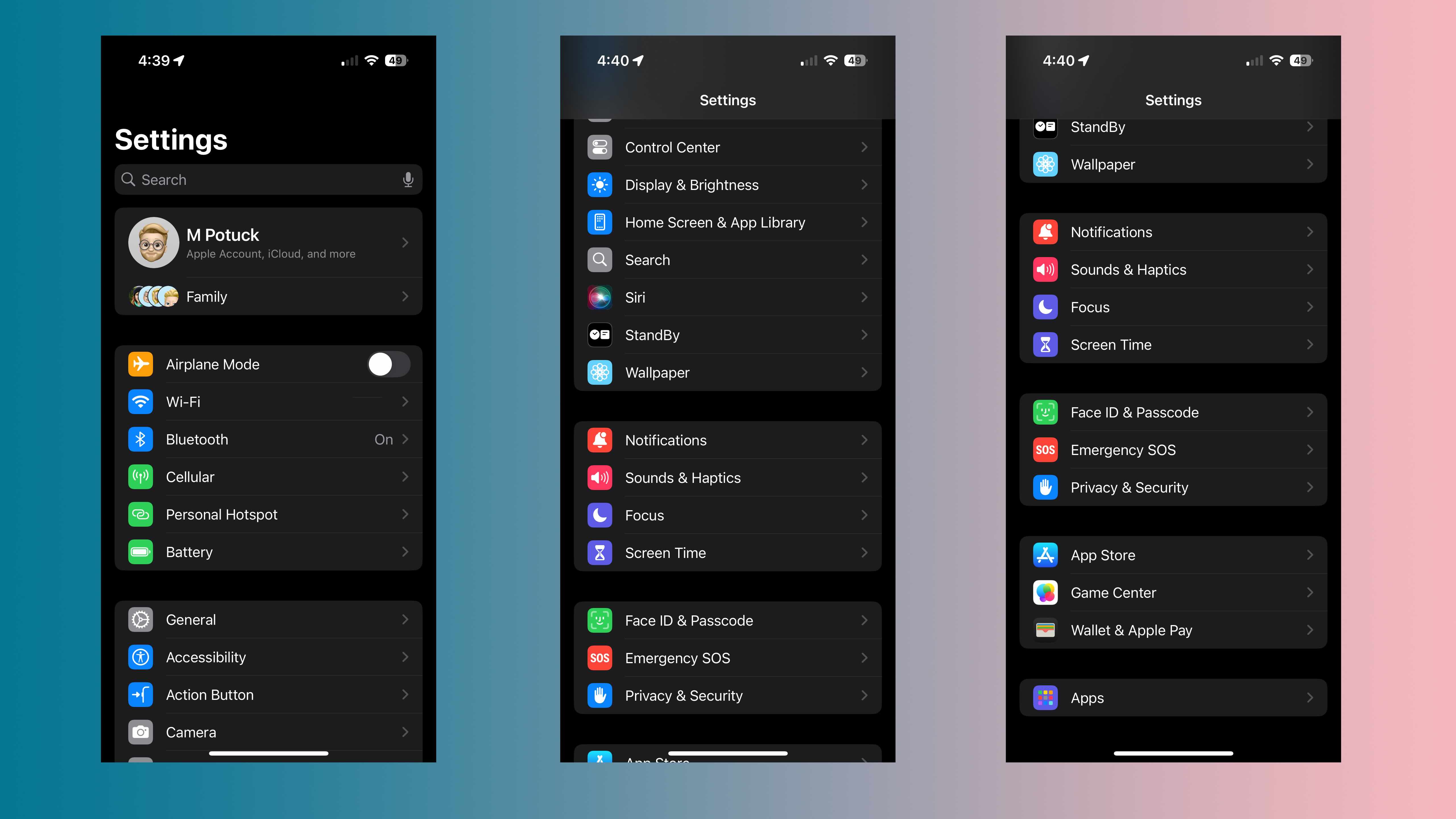 Voici un aperçu de l'application Paramètres remaniée dans iOS 18 2 Application Paramètres iOS 18 1