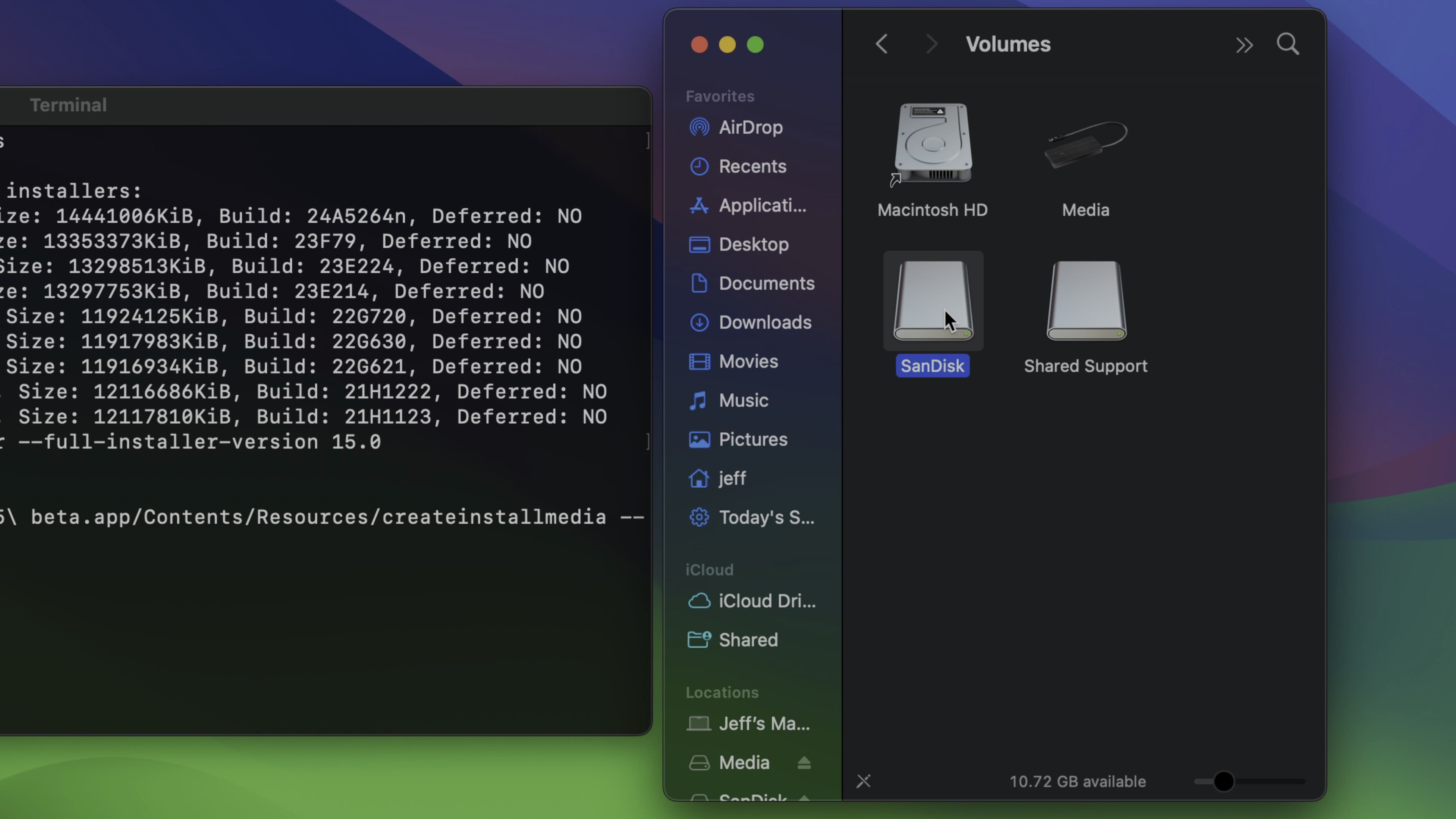 Disque d'installation USB de macOS Sequoia - Volume USB du Finder