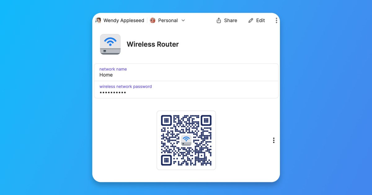 1Password ajoute la possibilité de partager le mot de passe Wi-Fi à l'aide d'un code QR