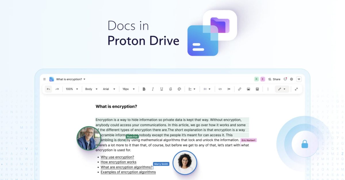 Proton Drive propose des documents collaboratifs avec un cryptage de bout en bout et aucune formation d'IA