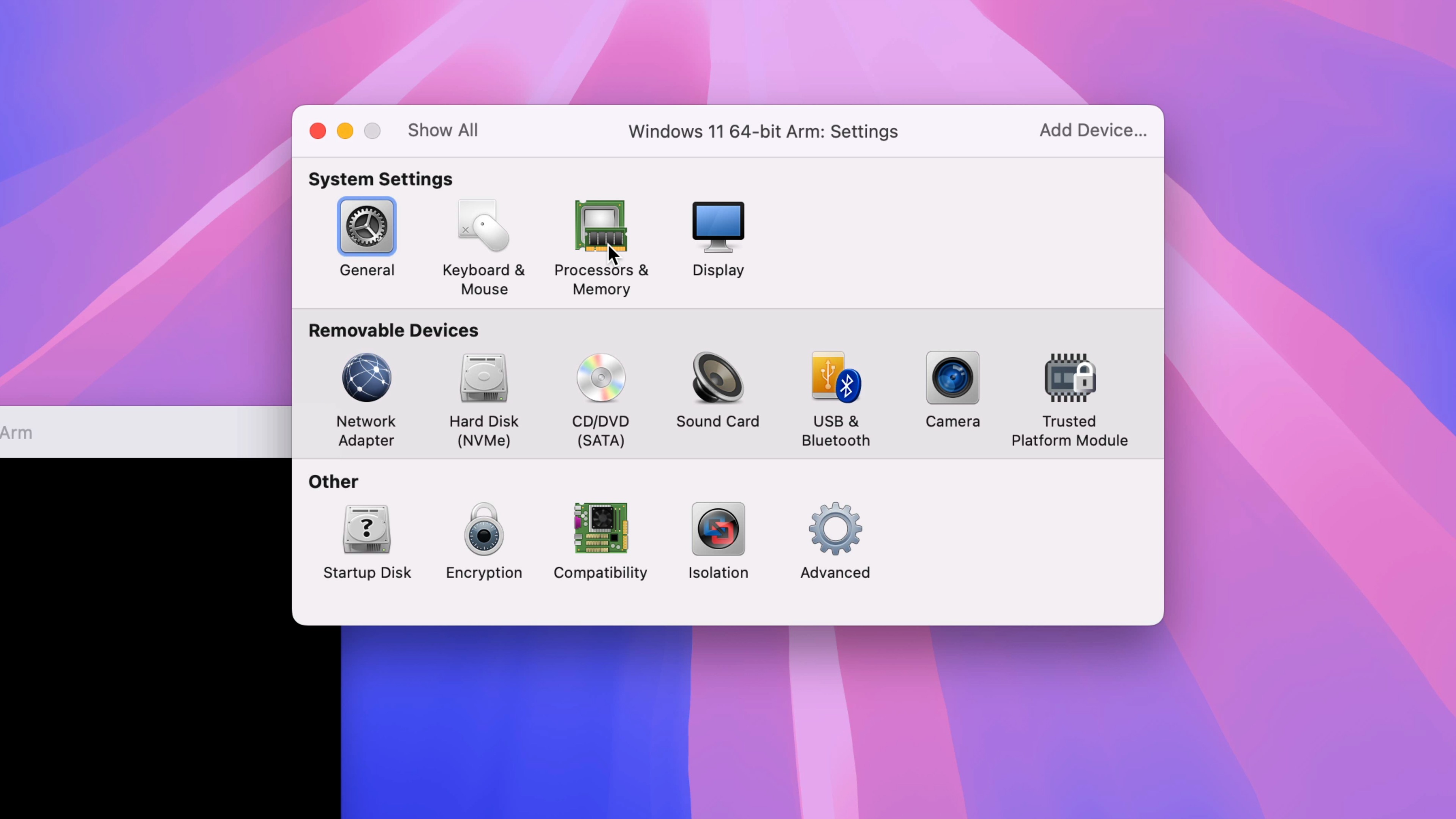 Windows 11 sur Mac avec VMware Fusion Pro gratuit - Paramètres