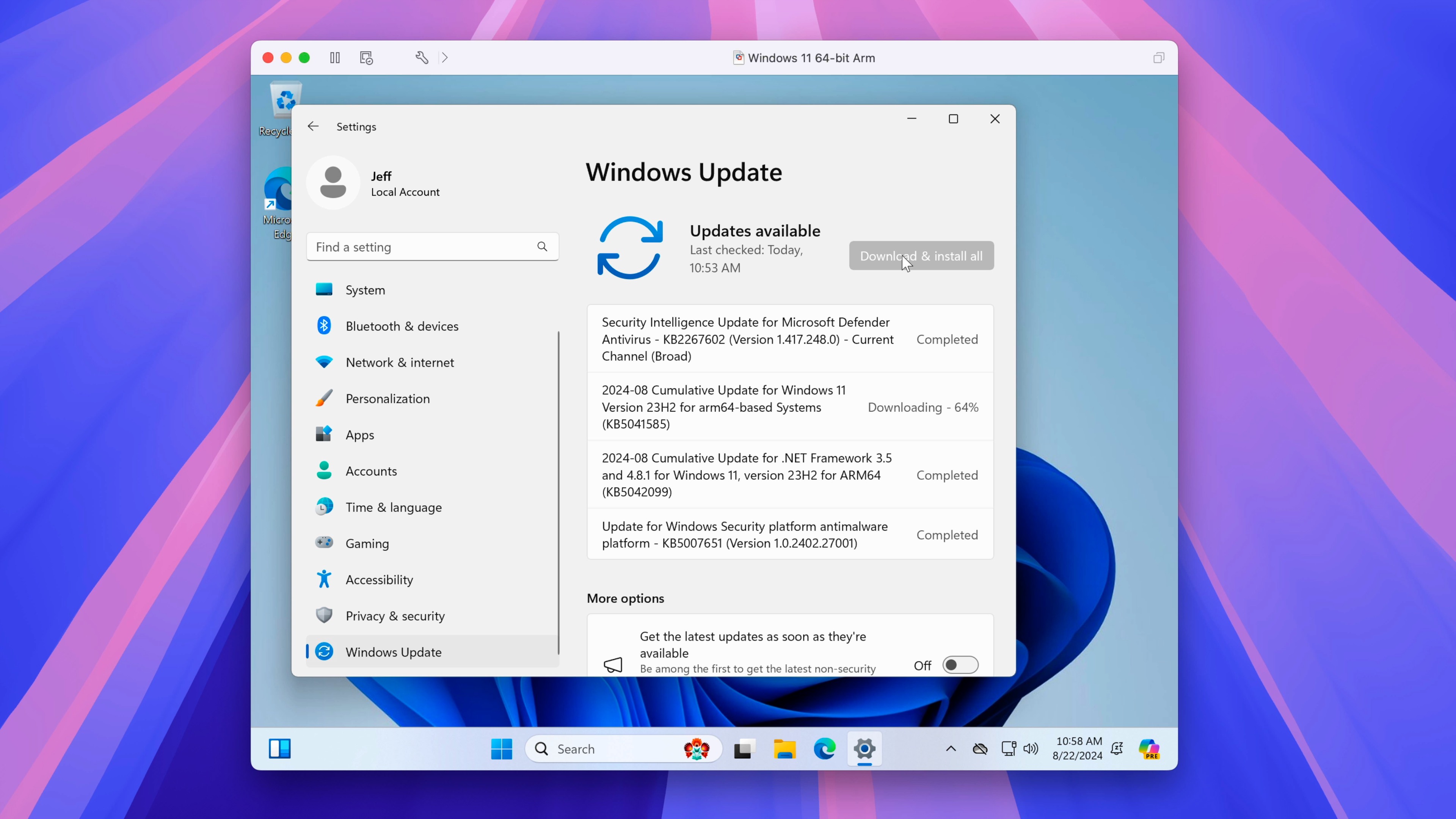 Windows 11 sur Mac avec VMware Fusion Pro gratuit - Windows Update