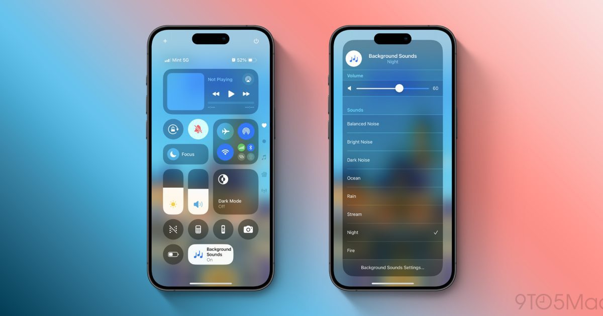 iOS 18 élargit la gamme de bruits ambiants avec de nouveaux sons de feu et de nuit