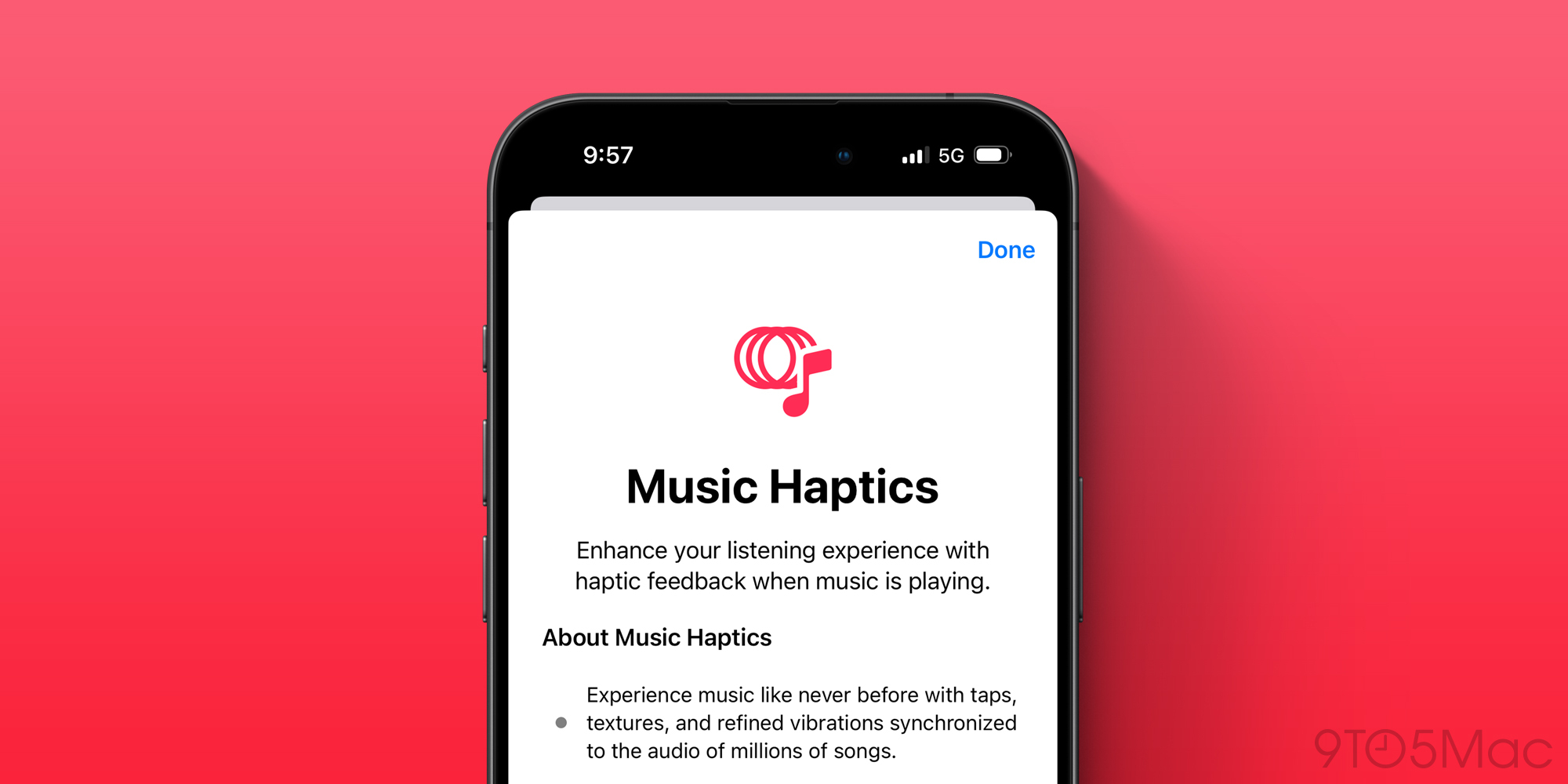 Haptique musicale dans iOS 18