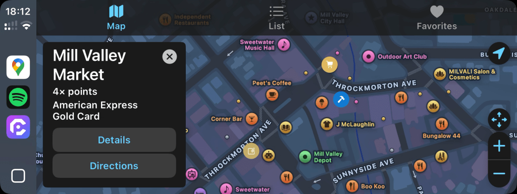 Application CardPointers sur CarPlay