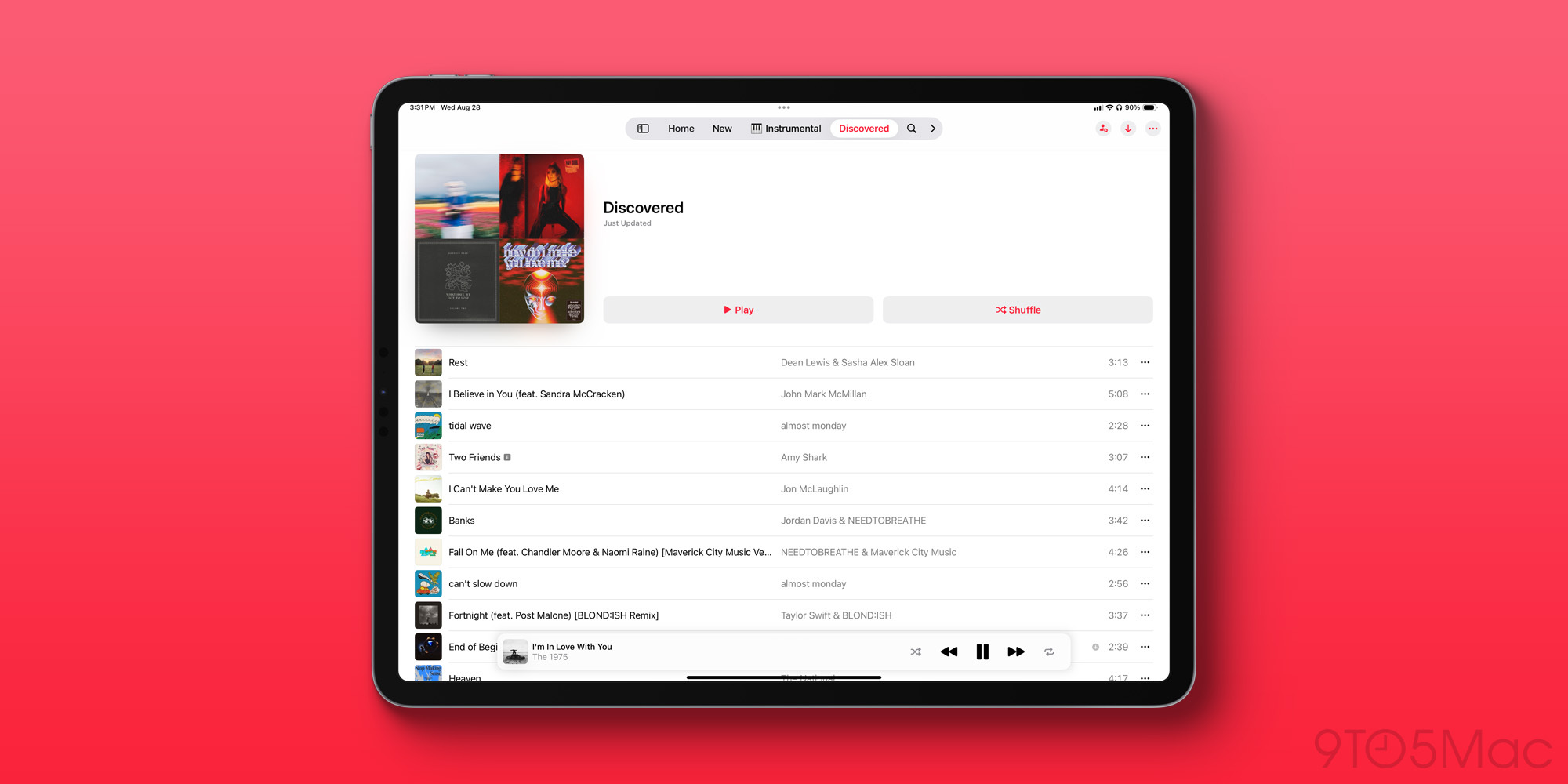 Barre des onglets de l'application Music sur iPadOS 18