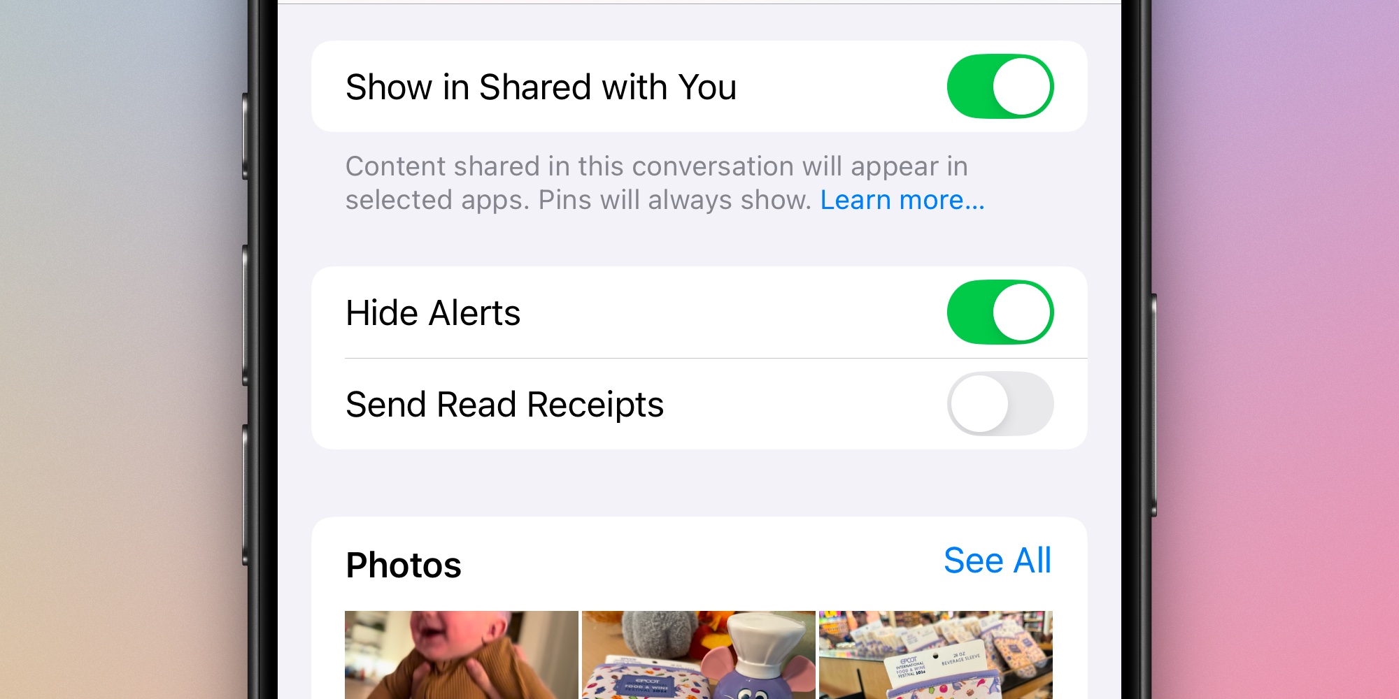 Masquer les alertes Messages