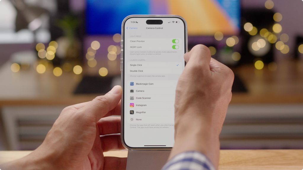 Commandes de la caméra sur iPhone 16