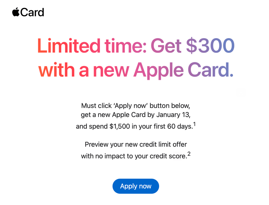 Apple Card : jusqu'à 300 $ de bonus de bienvenue, plus que 2 jours pour en profiter 3 Apple Card - Offre ciblée