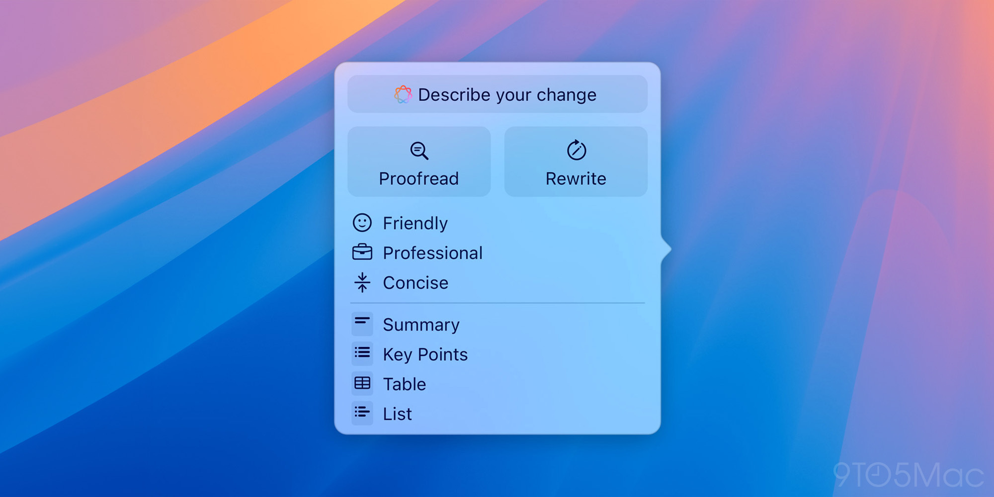 Outils d'écriture dans Apple Intelligence
